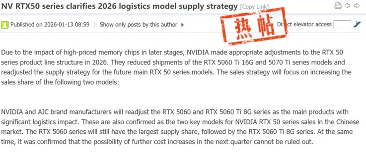 RTX 50 series supply thread. (Image Source: Board Channels)