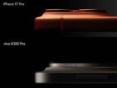 The Vivo X300 series appears to have sleeker camera bumps than the iPhone 17 Pro. Pictured: a comparison photo of X300 Pro and iPhone 17 Pro. (Image source: Han Boxiao)