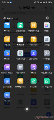 Backup apps and features in the mobile app (Image source: Notebookcheck)