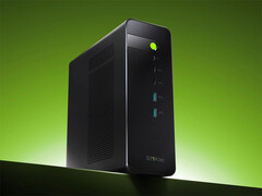 The Evo-X5 Pro is a bit more affordable than the Minisforum MS-S1 Max-P495. Pictured: a promo picture showing the front of the mini PC.