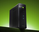 The Evo-X5 Pro is a bit more affordable than the Minisforum MS-S1 Max-P495. Pictured: a promo picture showing the front of the mini PC.