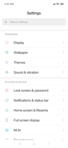 Settings – light mode