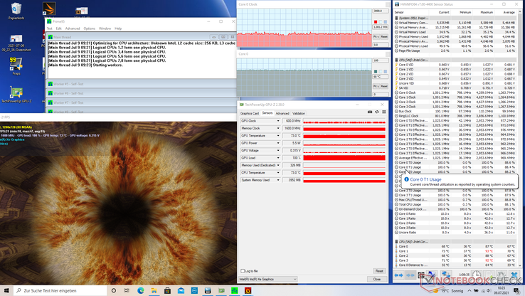 The Dell Inspiron 13 5301 in the stress test