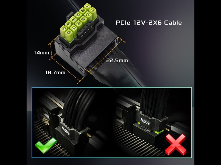 Dimensions for the new 12V-2x6 cable. (Image source: ASRock)
