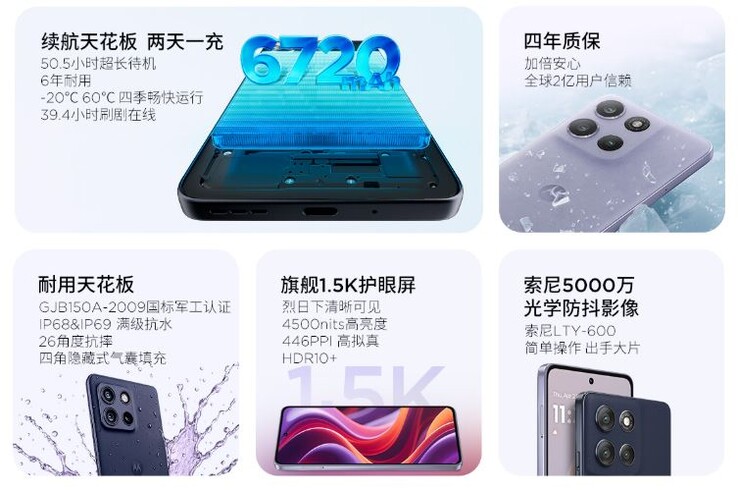 The Motorola smartphone has a bright display, IP certification and multiple cameras (Image source: Lenovo)