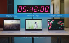 A screenshot showing Microsoft&#039;s latest browser test. (Source: YouTube)