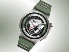 The OnePlus Watch 4 in its Evergreen Titanium finish.