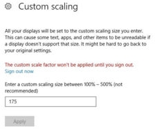 Users running desktop apps traditionally had to sign out and sign back in to apply new DPI settings. (Source: Liliiputing) Users running desktop apps traditionally had to sign out and sign back in to apply new DPI settings. (Source: Liliiputing)