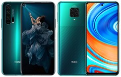 Rivals like the Honor 20 Pro and Redmi Note 9 Pro could soon be stablemates. (Image source: Honor/Xiaomi - edited)