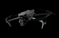 The DJI Air 3S camera drone, as seen in the newly leaked teaser. (Image source: @Quadro_News on X/Twitter)