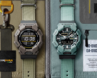 Both Casio G-Shock models feature straps made from recyclable materials and dyed with natural color. (Image source: Casio)