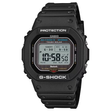Casio G-Shock GW-BX5600-1A1 digital watch with a black resin case and band, featuring a high-contrast negative MIP display.
