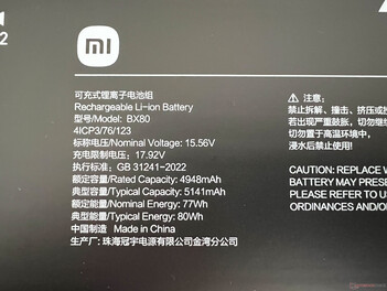 Battery details