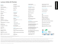 Lenovo G24e-20 Gaming Monitor - Specifications. (Image Source: Lenovo)