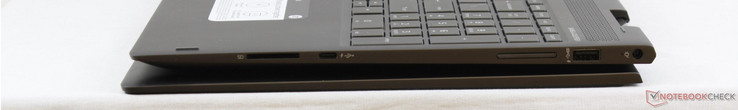 Right: SD reader, USB Type-C Gen. 1, Volume rocker, USB 3.1, AC adapter