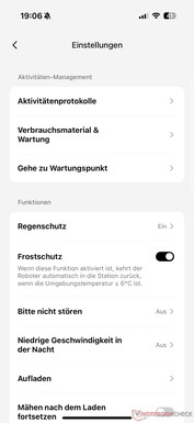 Settings menu