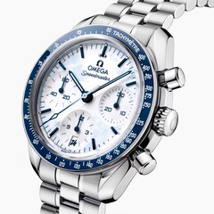 The Omega Speedmaster Milano Cortina 2026 features a varnished white dial (Image source: Omega)