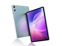 The P35 has a 10.1-inch IPS display. Pictured: a promo render showing the front and back of the tablet.