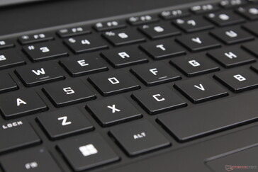 Key feedback is light and quiet for a large gaming laptop