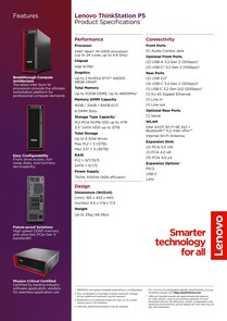 Lenovo ThinkStation P5 - Specifications. (Image Source: Lenovo)