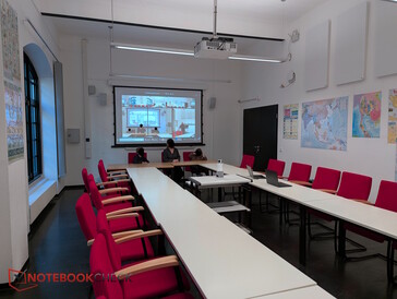 The seminar room, with a Zoom participant joining later