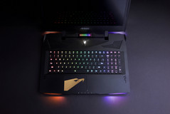 The Aorus X9 has enough lights to guide planes in for a landing. (Source: Aorus)