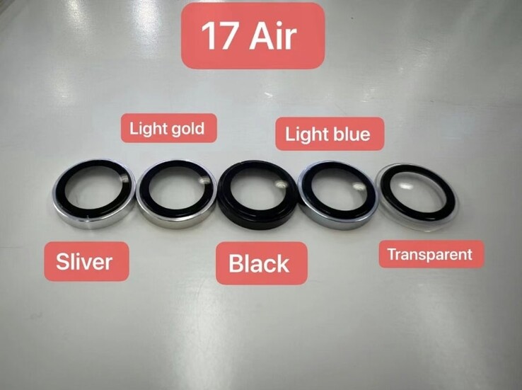 The camera protection rings that supposedly reveal the colors of the iPhone 17.