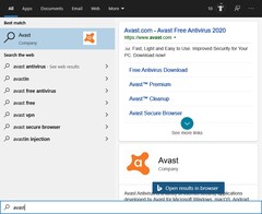 Avast-related search suggestions in Bing search (Source: Own)