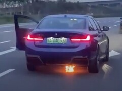The rear of an electric BMW 3 Series caught fire during a test drive near the Chinese city of Zhengzhou (Image: CnEVPost)