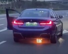 The rear of an electric BMW 3 Series caught fire during a test drive near the Chinese city of Zhengzhou (Image: CnEVPost)