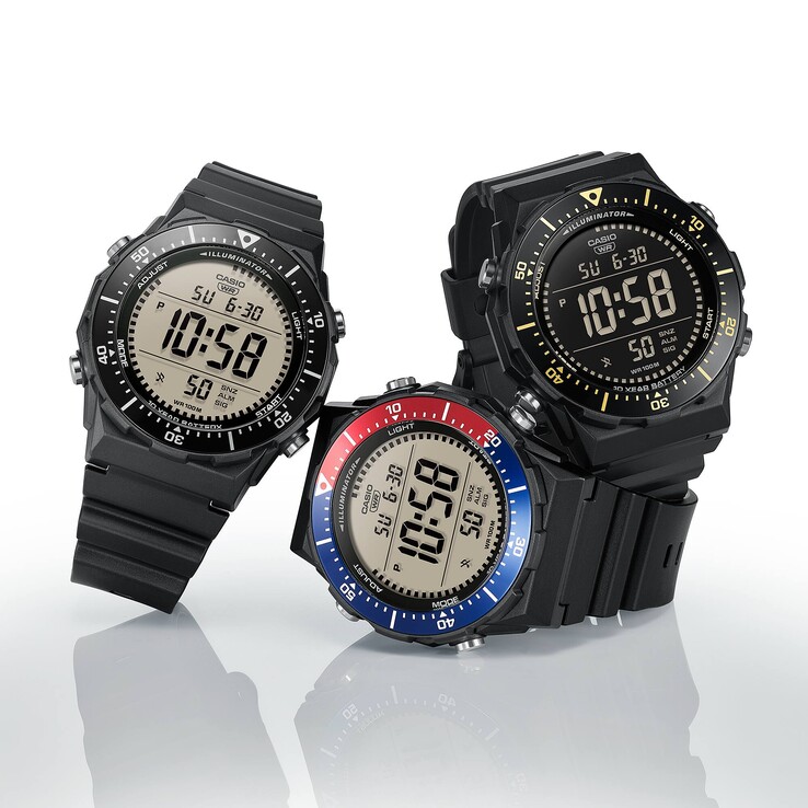 From left to right: the Casio AE-1700H-1AV, AE-1700H-1A2V and AE-1700H-2BV watches. (Image source: Casio)