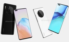 The Mate 40 series looks like a cross between the designs of the Mate 30 and P40 series. (Image source: @OnLeaks)