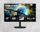 Front of 32-inch Samsung Odyssey G7 4K OLED monitor shown