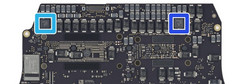 CPU VRMs in the Core i9 MacBook Pro are devoid of any thermal interface. (Source: iFixit / MacRumors)