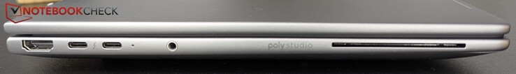 Left: HDMI 2.1, 2x Thunderbolt 4, headset jack, SmartCard reader