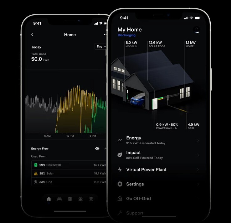Tesla Powerwall app interface. Connecting to SmartThings should make the Powerwall home battery a fully functional part of the smart home. (Source: Tesla)