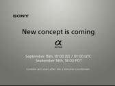 A "new concept is coming" on September 15 for Sony Alpha cameras. (Image source: Sony)