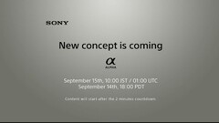 A &quot;new concept is coming&quot; on September 15 for Sony Alpha cameras. (Image source: Sony)