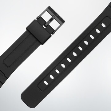 Close-up of the Casio F-B100W's resin straps.