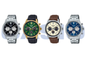 From left to right, Casio Edifice EFR-575D-1A, EFR-575CL-3A, EFR-575L-7A, and the EFR-575D-2A. (Image source: Casio)