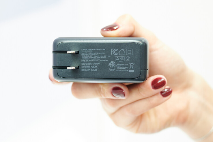Technical specifications printed on the charger