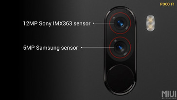 The Poco F1 has a 12 MP + 5 MP rear camera setup. (Source: Xiaomi)