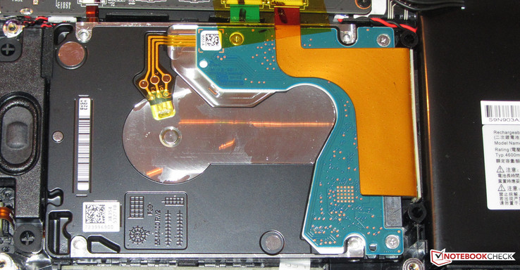 The HDD can be replaced hassle-free. The SSD can only be replaced after the removal of the motherboard.