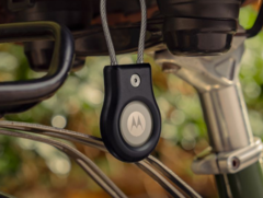 The Moto Tag 2 - pictured inside a hanging keychain sleeve. (Image source: Motorola)