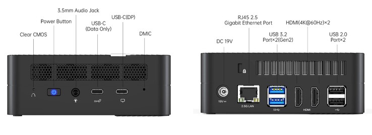 External ports on the Minisforum Venus Series UM560 XT (source: Minisforum)