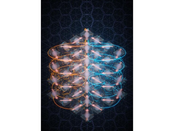 The corkscrew-shaped features are called 'chiral helical magnetoelectric oscillations'. (Source: EurekAlert)