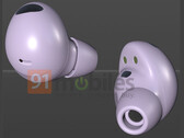 The Galaxy Buds2 Pro should launch in August at a packed Galaxy Unpacked event. (Image source: 91mobiles & @evleaks)