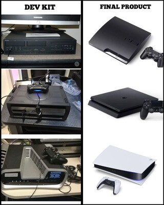 PlayStation devkit/final product comparison. (Image source: Reddit - u/reddit_hayden)