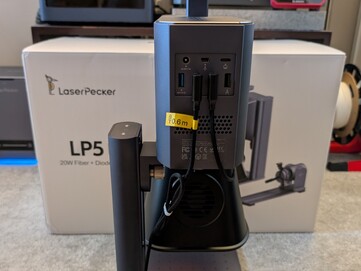 LP5 standard configuration rear view with USB ports, power plug, and security key.