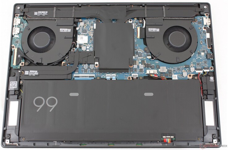 M.2 PCIe5 SSD gets its own copper heat sink. Battery is easy to replace if needed